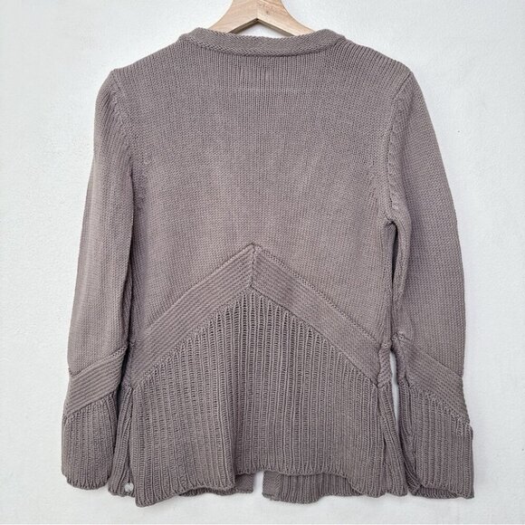 Pure Handknit Womens M/L Tan Cotton Chunky Knit Cardigan - Picture 15 of 15